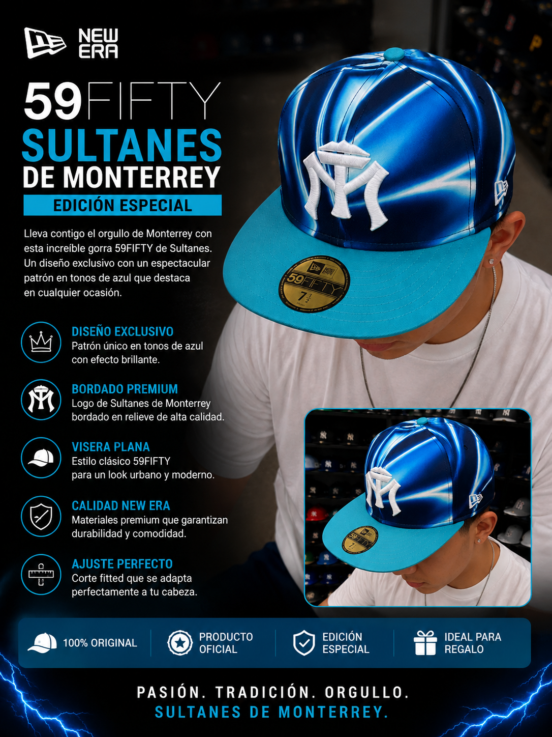 New Era 59FIFTY Blue Lightning Edition Kappe